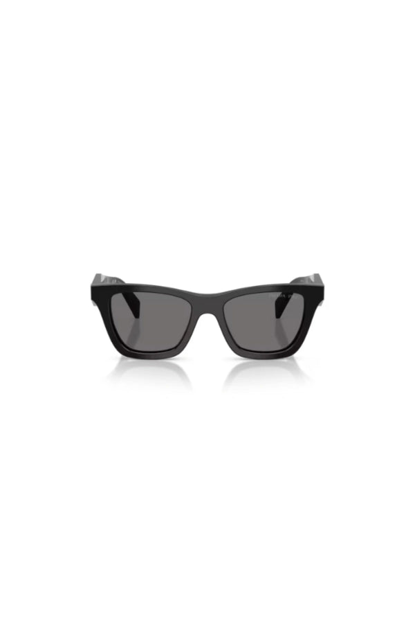 Butterfly Sunglasses in Black by Prada, featuring a bold butterfly shape with faceted temples and signature branding. Perfect for everyday edge.