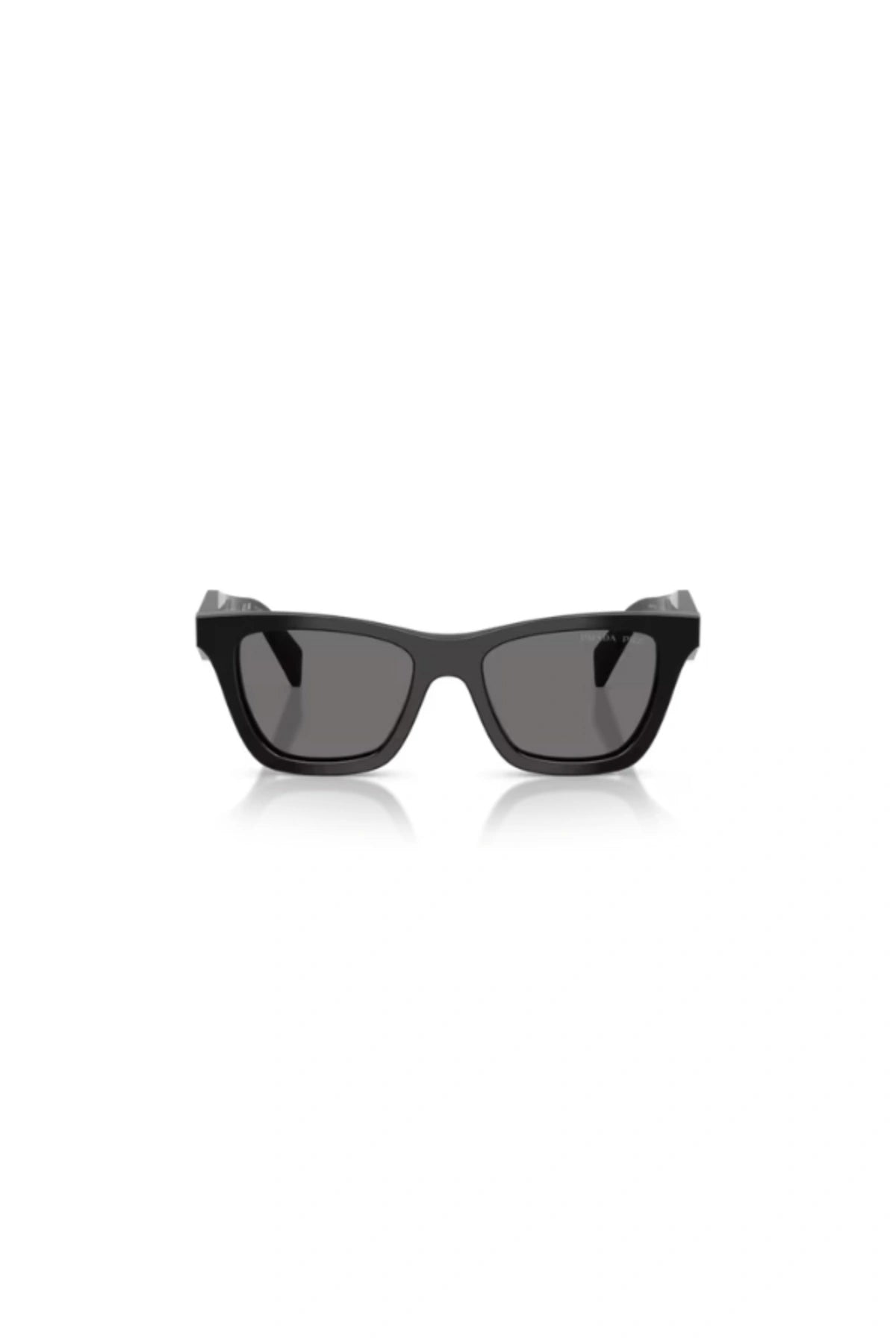 Butterfly Sunglasses in Black by Prada, featuring a bold butterfly shape with faceted temples and signature branding. Perfect for everyday edge.