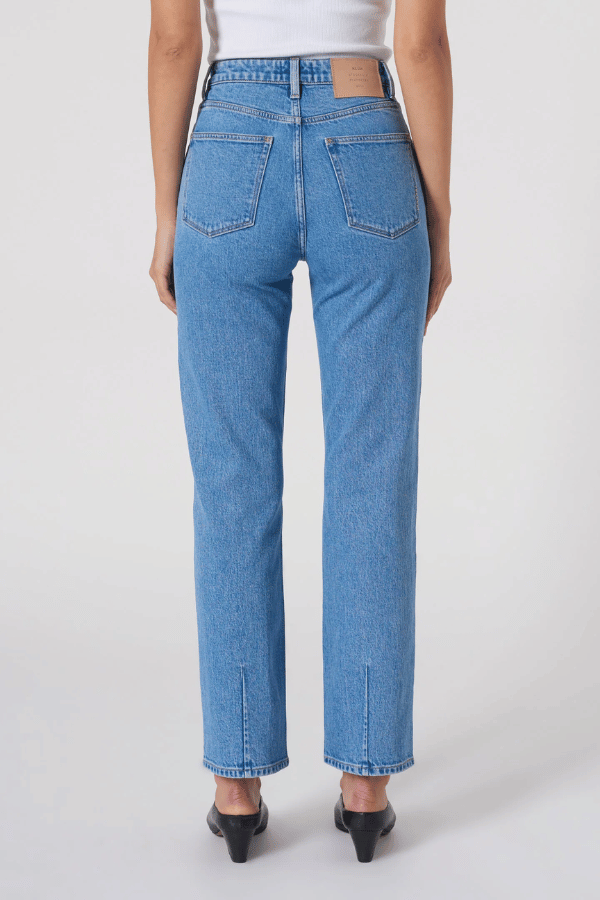 Nico Straight Ophelia by Neuw Denim, a super high-rise relaxed straight-leg jean in vintage indigo with comfort stretch, perfect for stylish everyday wear.