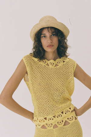 Shoal Bucket Raffia Crochet Packable Natural