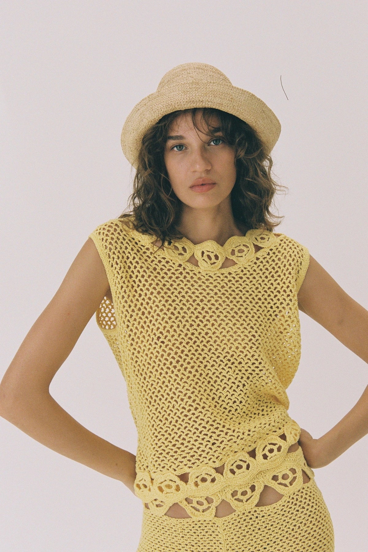 Shoal Bucket Raffia Crochet Packable Natural