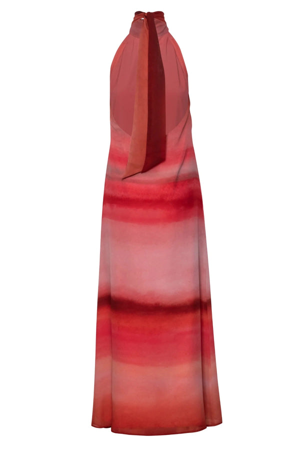 Magia Salvaje Maxi Dress Flor de Cantuta by Baobab, halter chiffon dress with cutouts, perfect for resort or event styling