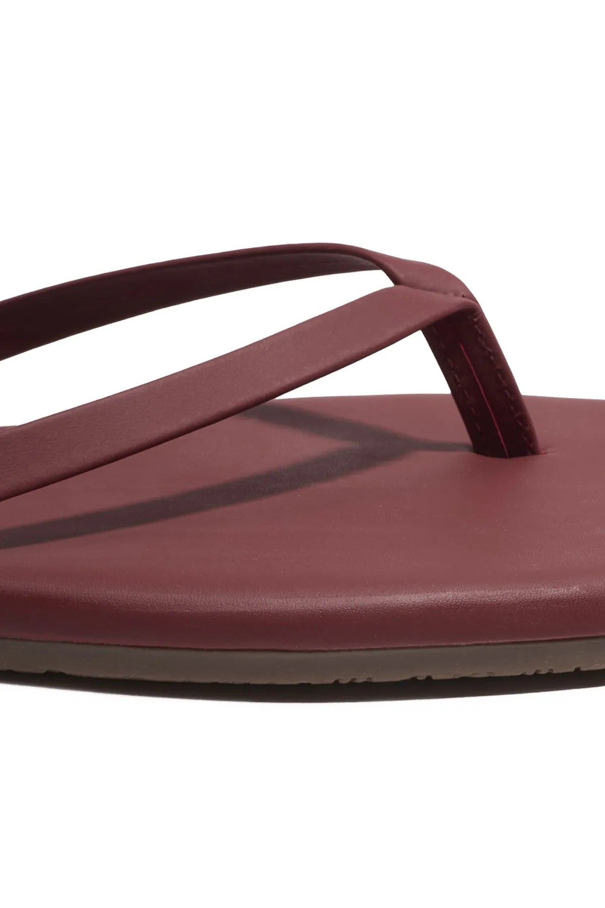 Tkees red suede sandal with clean modern lines, leather insole, and square-toe silhouette, handcrafted in Brazil.
