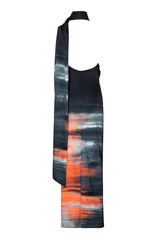 Ari Dress Tigre by Baobab – A bold, elegant one-shoulder maxi with ruched texture and scarf accent, perfect for making a trendy statement at evening events.