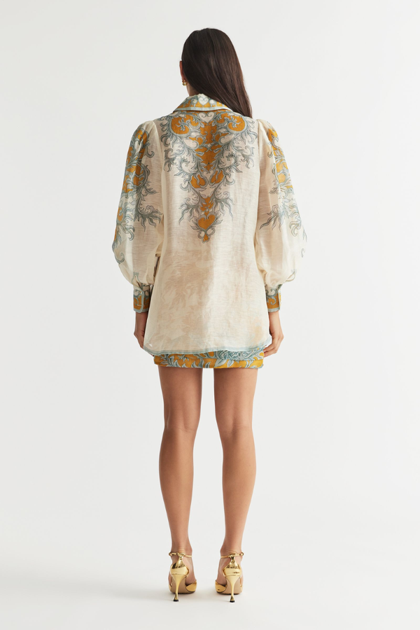 Antipodean | Paloma Balloon Sleeve Blouse Dandelion and Steel | Girls With Gems