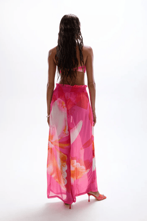 Mission Pants Wildflower by Cin Cin, trendy wide-leg pants with a vibrant wildflower print, perfect for stylish, relaxed resortwear days.