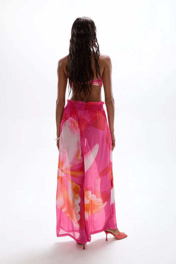 Mission Pants Wildflower by Cin Cin, trendy wide-leg pants with a vibrant wildflower print, perfect for stylish, relaxed resortwear days.