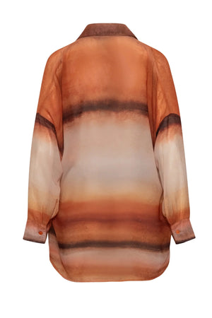 Lulu Shirt Tierra Inca by Baobab, sheer chiffon button shirt, perfect for layering or resort styling