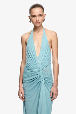 Xanthi V Neck Maxi Dress Bermuda Blue