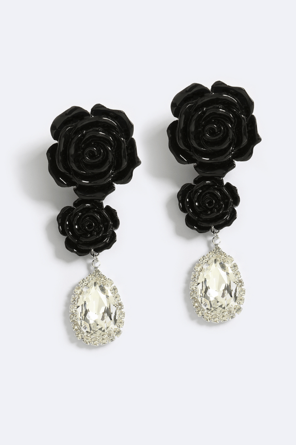 Emma Pills | Roses on Ice Earrings Black Ice | Girls With Gems