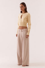 Alani Cardigan Custard by Sovere, soft knit cardigan with keyhole detail, perfect for layering or everyday styling