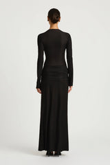Zuri Maxi Dress Black by Benni, plunge neckline maxi dress with twist detail, perfect for evening or formal styling