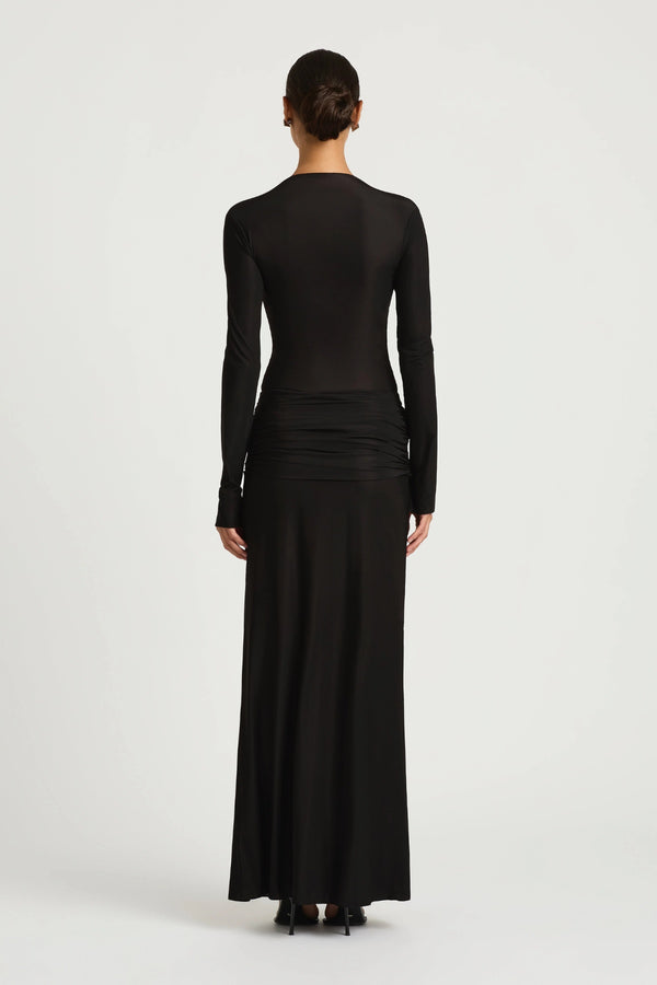 Zuri Maxi Dress Black by Benni, plunge neckline maxi dress with twist detail, perfect for evening or formal styling