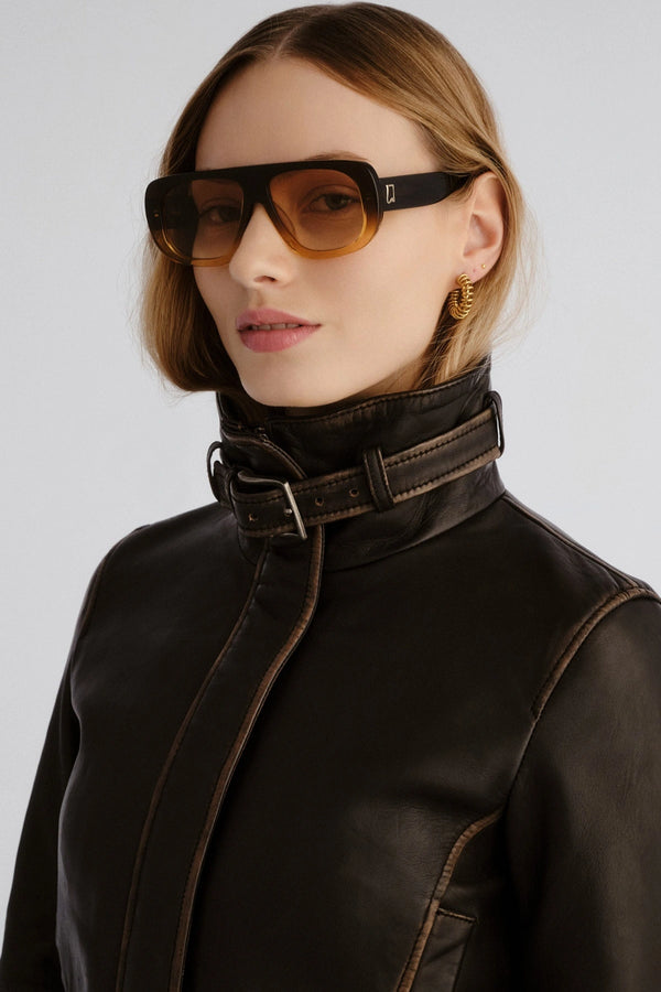 The Dionne Cinnamon by Luv Lou, oversized tort aviator sunglasses with brown lenses for elevated everyday styling