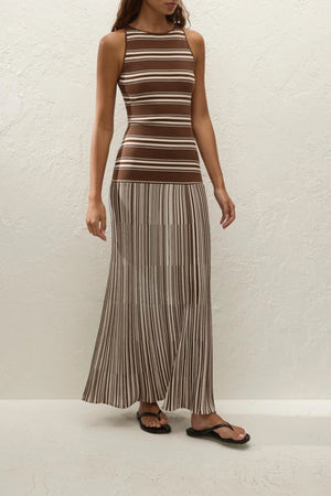 Tore Maxi Dress Ombre Stripe Macro Carob