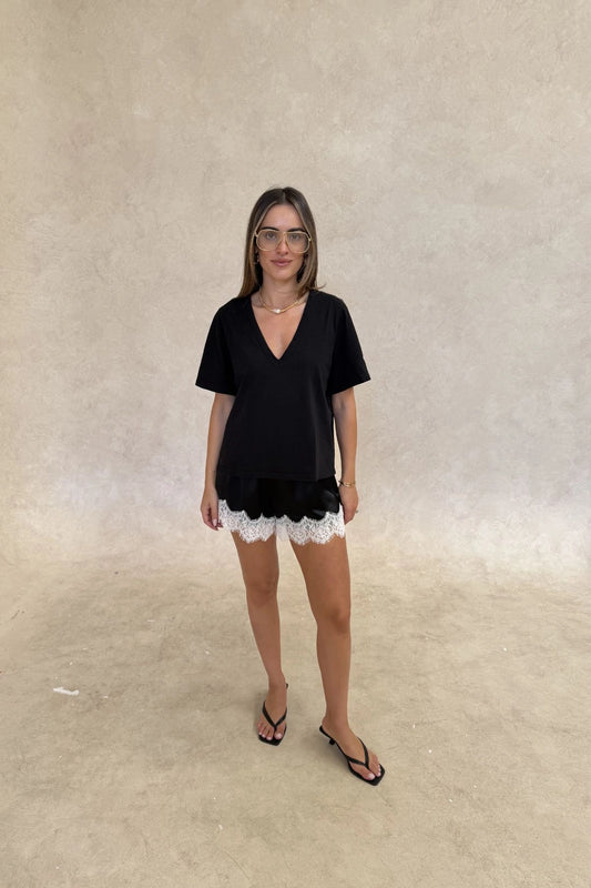 Carter V Neck Tee White by Sneaky Link – a relaxed cotton tee with V neckline and boxy fit. Perfect for everyday styling.