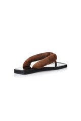 Chase Sandal Mocha Suede by Alias Mae, suede thong sandal with square toe, perfect for everyday casual styling
