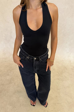 Bronte Halter Jersey Tank Black