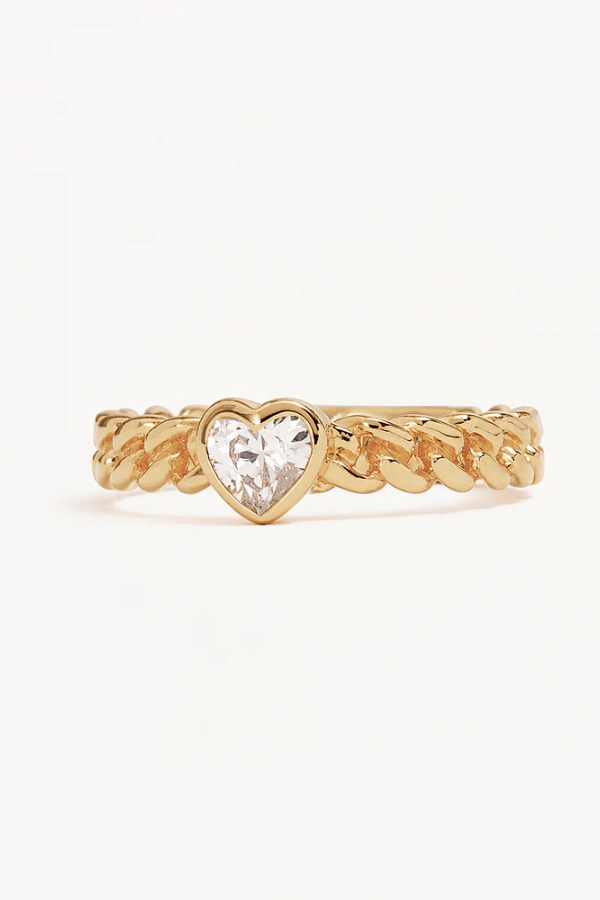 By charlotte | 18k Gold Vermeil Radiant Heart Engravable Ring | Girls with Gems