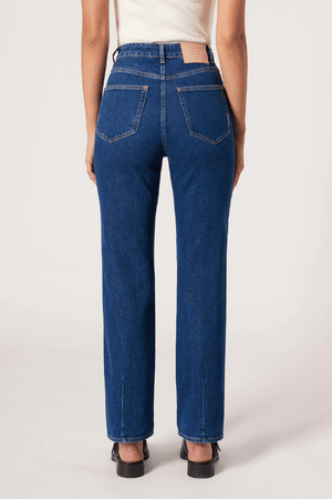 Nico Straight Royal Indigo by Neuw Denim, super high-rise relaxed straight-leg jeans with comfort stretch, authentic vintage indigo, perfect for timeless style.
