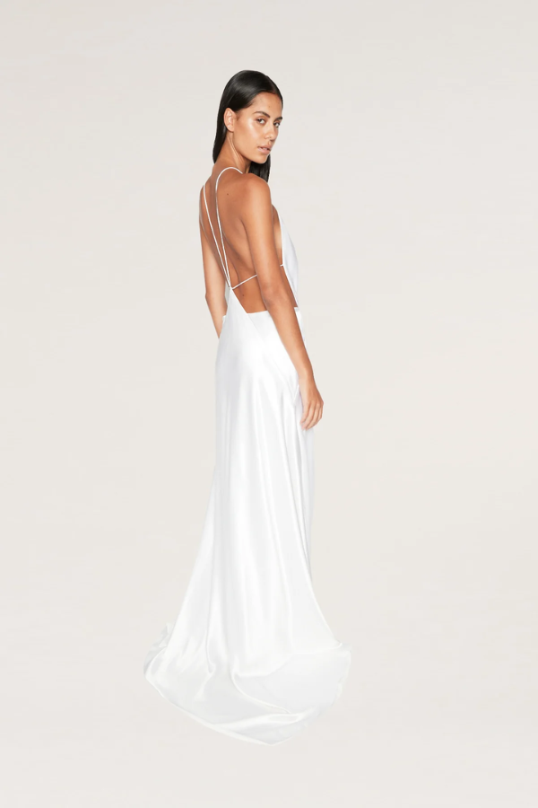 Silk maxi dress hot sale white