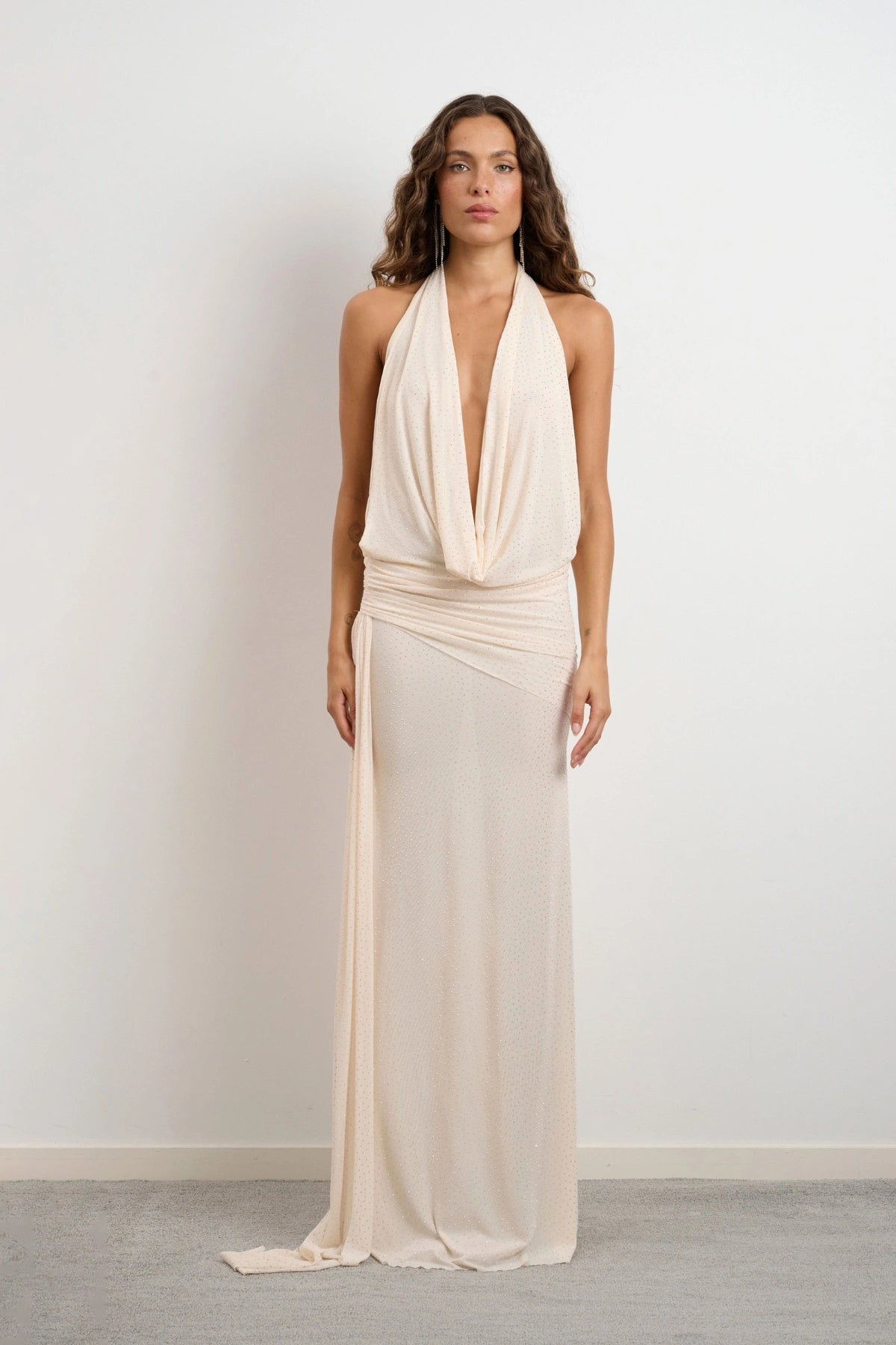 Delia Dress Rhinestone Cream