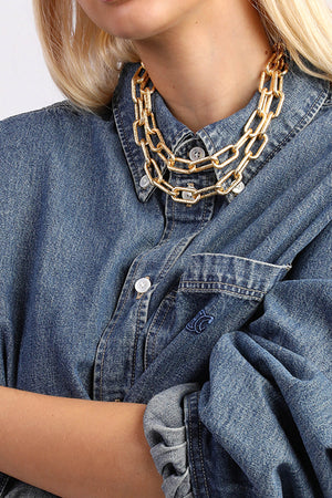 Emma Pills | Capri Chain Link Necklace Gold | Girls with Gems