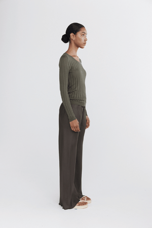 Tiana Top Agave by Marle, luxurious cashmere blend knit with subtle sheerness and fitted silhouette, perfect for trendy, elegant layering and viral casual chic.