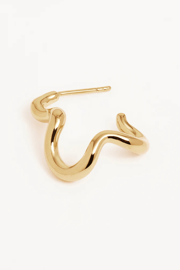 By Charlotte | 18k Gold Vermeil Gold Flow Of Life Hoops| Girls with Gems