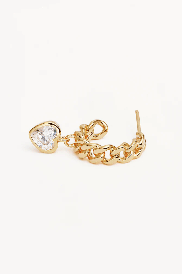 By charlotte | 18k Gold Vermeil Radiant Heart Curb Hoops | Girls with Gems