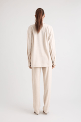 Pino Trouser natural by Pfeiffer, mid-rise tailored pants with front pleats and side pockets, perfect for day-to-night wear and office to evening events.