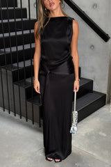 Ella Squire Draped Backless Maxi Dress Black