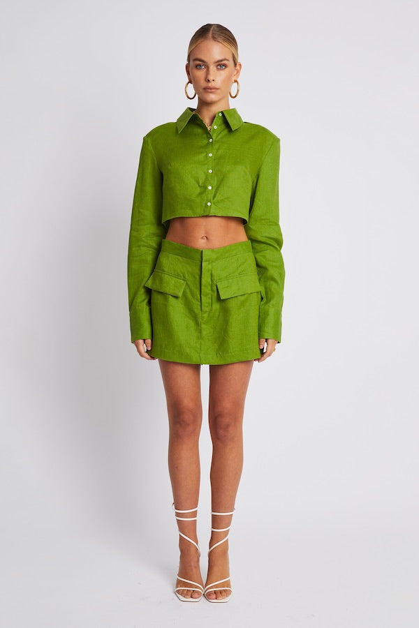 Summi Summi | Structured Cropped Shirt Olive | Girls with Gems