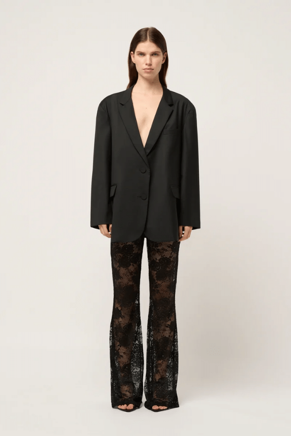 Michael Lo Sordo | Womens Lace Flared Pant Black | Girls With Gems