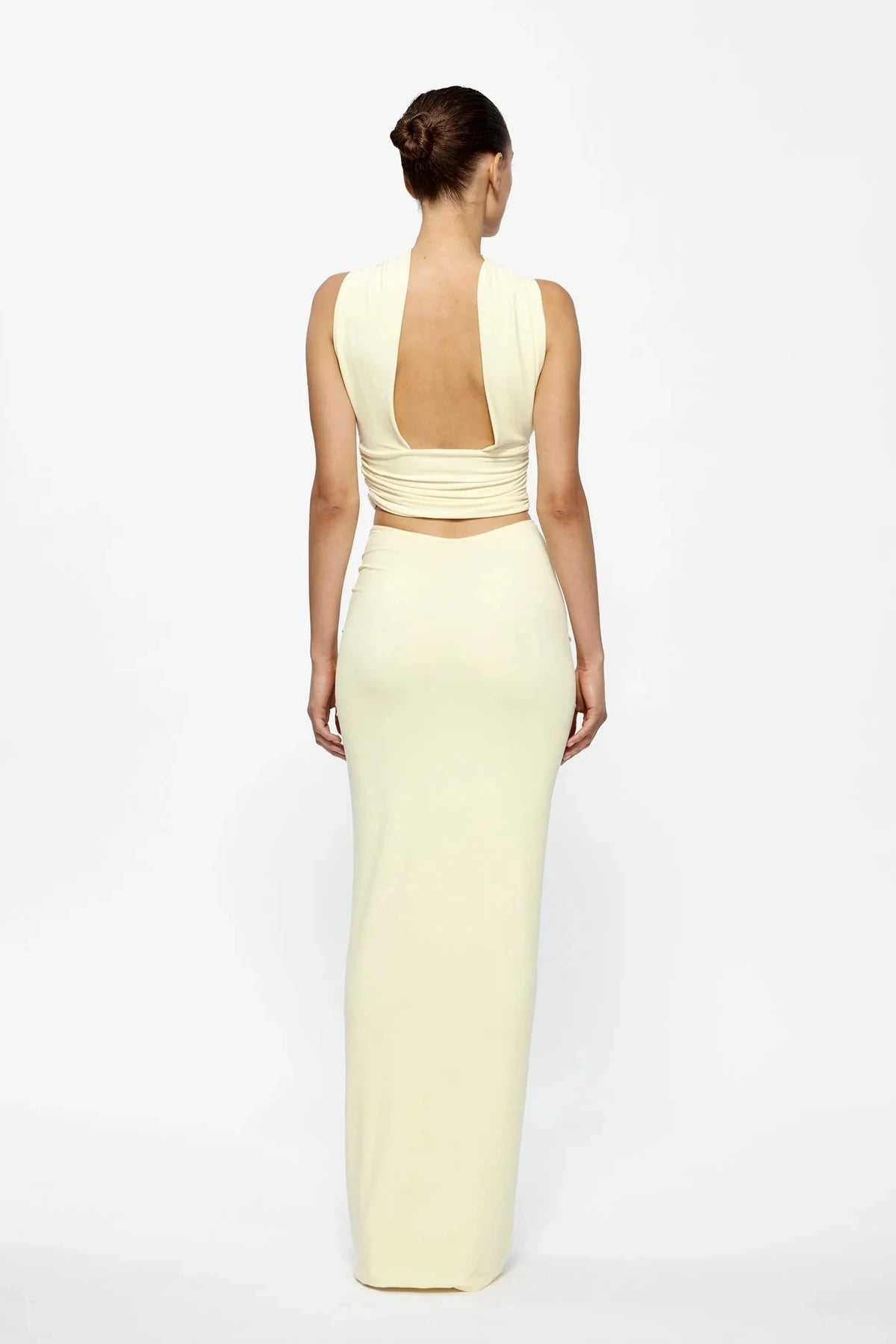 Kayson Maxi Skirt Lemon by Effie Kats, sleek floor-length silhouette with elegant flow, perfect for events or chic day styling.