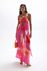 Mission Pants Wildflower by Cin Cin, trendy wide-leg pants with a vibrant wildflower print, perfect for stylish, relaxed resortwear days.