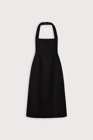 Cotton Mix Halter Midi Dress Black by Odd Muse, structured halter midi dress for timeless evening styling