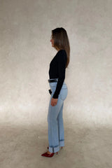 Kendrick Straight Leg Jean Light Blue by Sneaky Link – a viral stretch denim with straight fit. Perfect for everyday styling.
