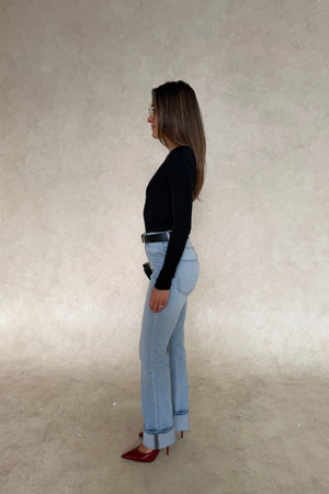 Kendrick Straight Leg Jean Light Blue by Sneaky Link – a viral stretch denim with straight fit. Perfect for everyday styling.