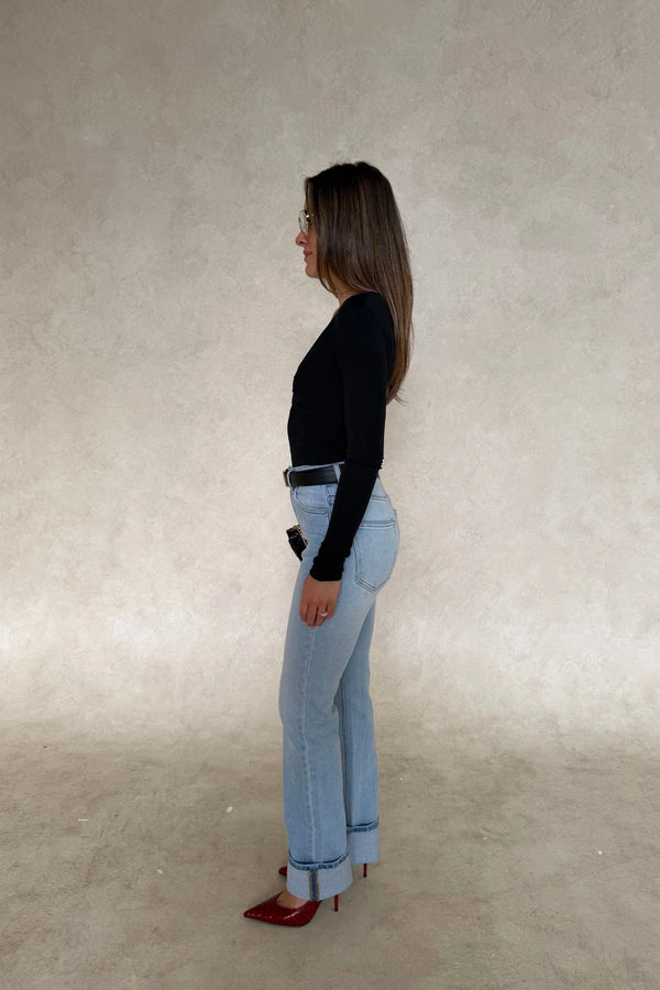 Kendrick Straight Leg Jean Light Blue by Sneaky Link – a viral stretch denim with straight fit. Perfect for everyday styling.