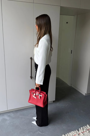 Ella Squire Cropped Blazer Top White