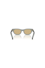 Transparent Fog Sunglasses by Prada, translucent frame with silver rivets and plaque logo. A refined everyday style with luxe detailing.