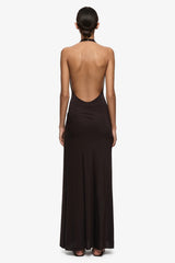 Court Halter Maxi Dress Dark Chocolate