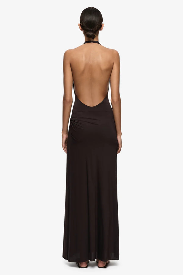 Court Halter Maxi Dress Dark Chocolate