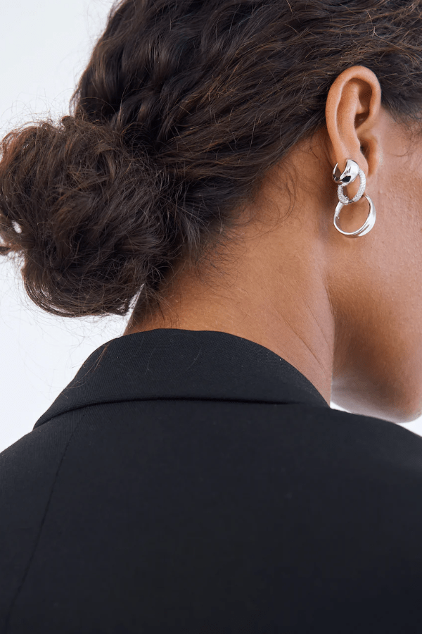 Avant Studio | Priscilla Pave Hoops Silver | Girls with Gems