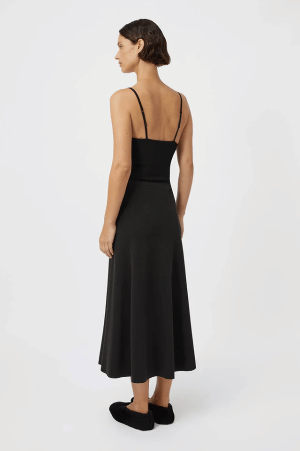 Ophira Bodysuit Black by Camilla and Marc – sleek knit with bold cut-out and satin straps, a trendy pick for nights out or elevated layering.