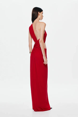 The 'Solstice' Cupro Dress Cherry