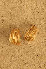 Mirlande Earrings Gold by Amber Sceats, classic woven hoop design with intricate texture, handcrafted in Italy for a timeless, trendy finish.