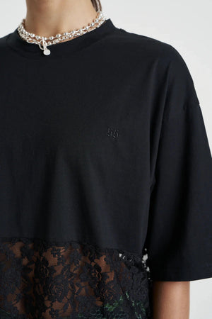 Lace Panel Tee Black by Summi Summi, cotton tee with lace detail, perfect for day to night styling
