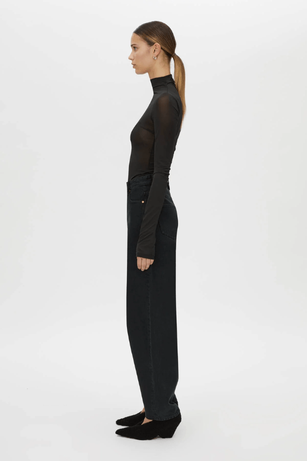 Lennox Denim Jean Inky Black by Camilla and Marc,high-waisted with a modern barrel leg and refined rivet detailing, perfect for effortless off-duty or smart-casual style.